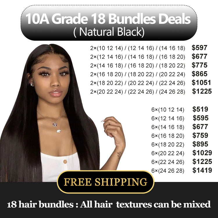 10A Grade Human Hair 18 Bundles Deal Free Shipping