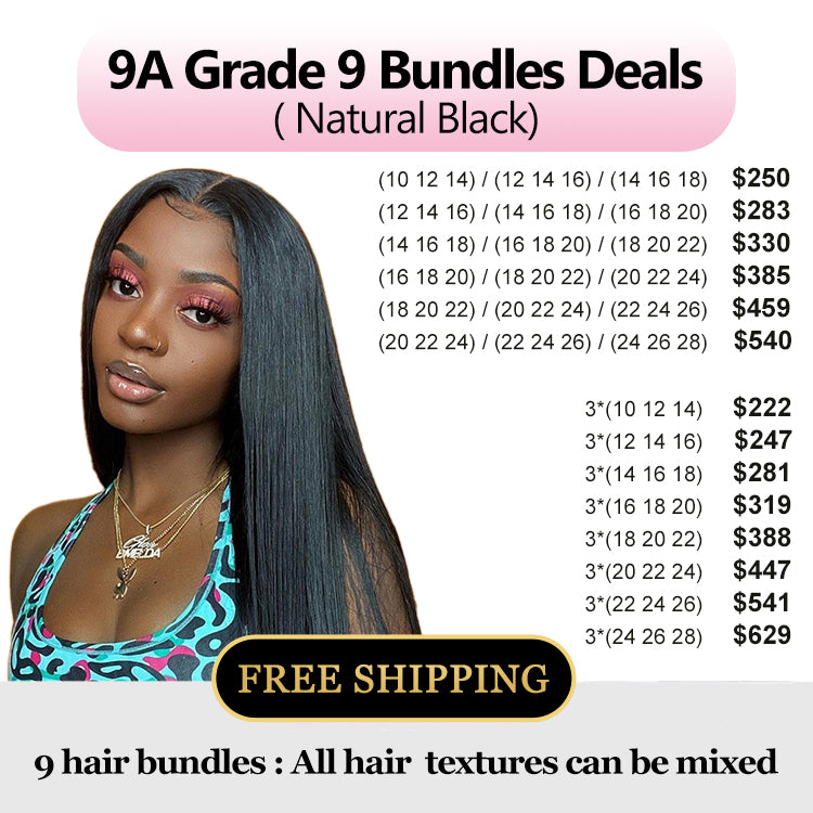 9A Grade Hair Bundles 9 Bundles Package Deal Free Shipping