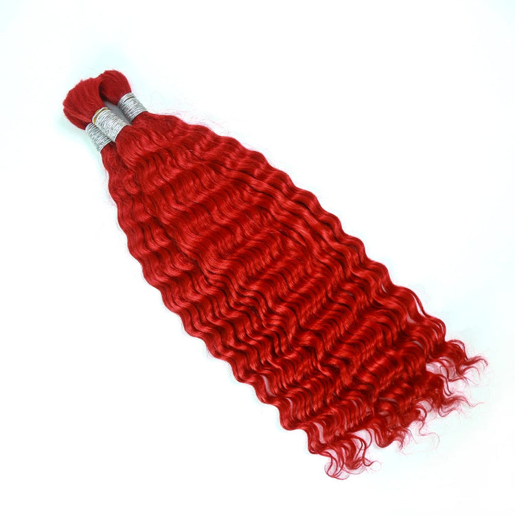 XBL Hair XBLhair Braiding Hair Red Colored Deep Wave Braiding Hair Bulk Human Hair for Braiding