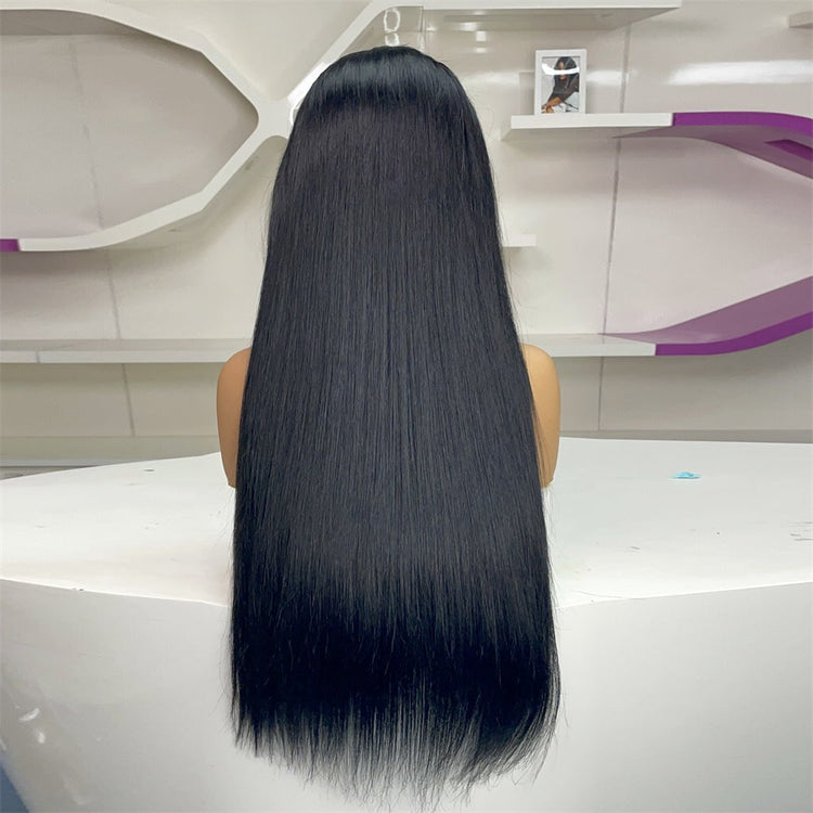 XBL Hair Jet Black #1 Straight Lace Closure Wig 4x4/5x5/6x6 Bleached Knots HD Lace Closure Wig Pre-plucked Human Hai