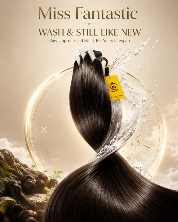 XBL Hair XBLhair Miss Fantastic Younger Raw Hair Bundles Straight% One Donor Human Raw Hair