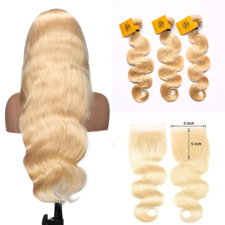 XBL Hair Miss Flawless #613 Blonde Body Wave Hair 3 Bundles with 5x5 HD Closure