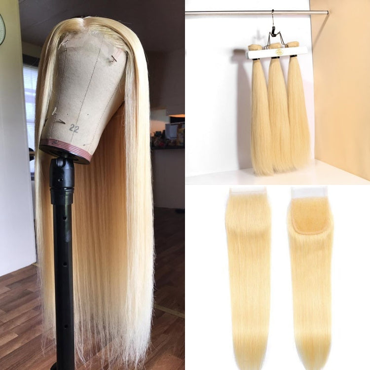 XBL Hair Miss Flawless #613 Blonde Straight Hair 3 Bundles with 5x5 HD Closure