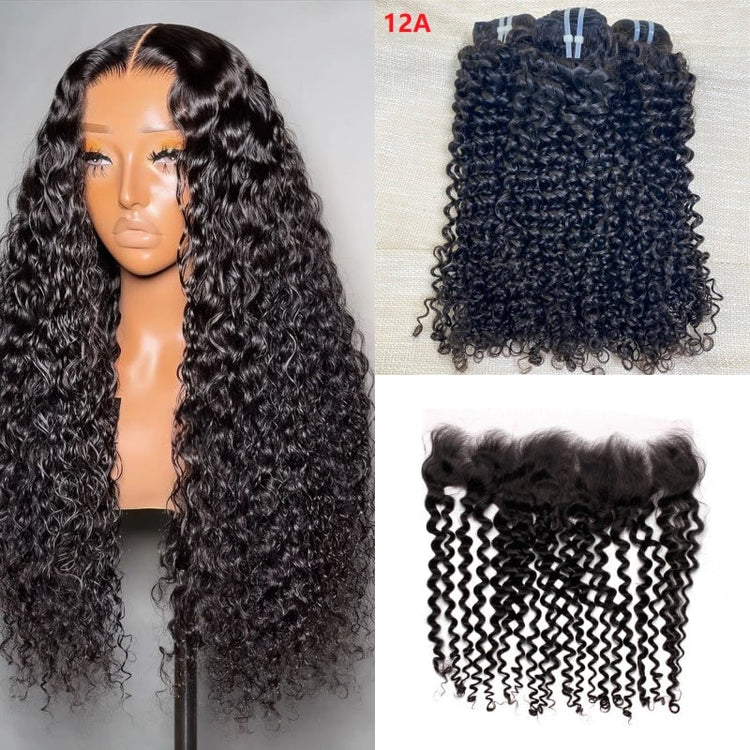 XBL Hair Miss Flawless / Lovely / Pretty Curly Human Hair 3 Bundles with 13x4 Lace Frontal