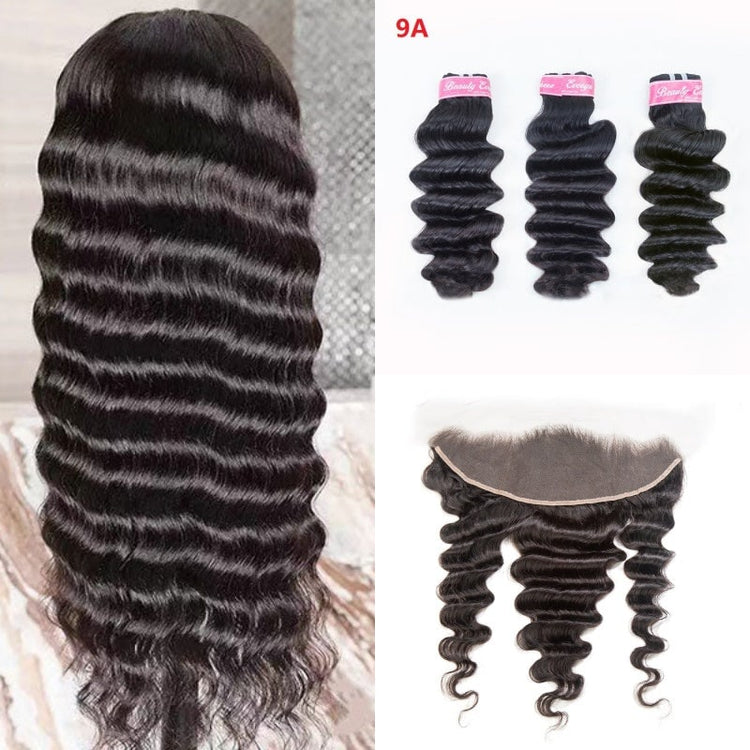 XBL Hair Miss Flawless / Lovely / Pretty Loose Deep Human Hair 3 Bundles with 13x4 Lace Frontal