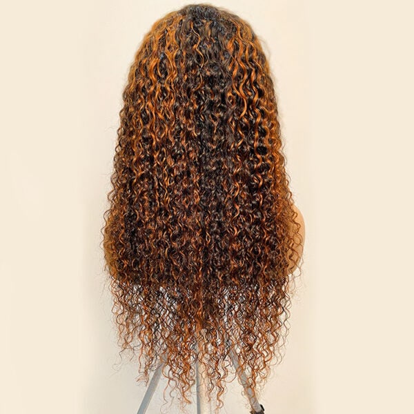 XBL Hair Miss Lovely Curly Hair Highlight 1b/30 13x4 Transparent Lace Frontal Wig