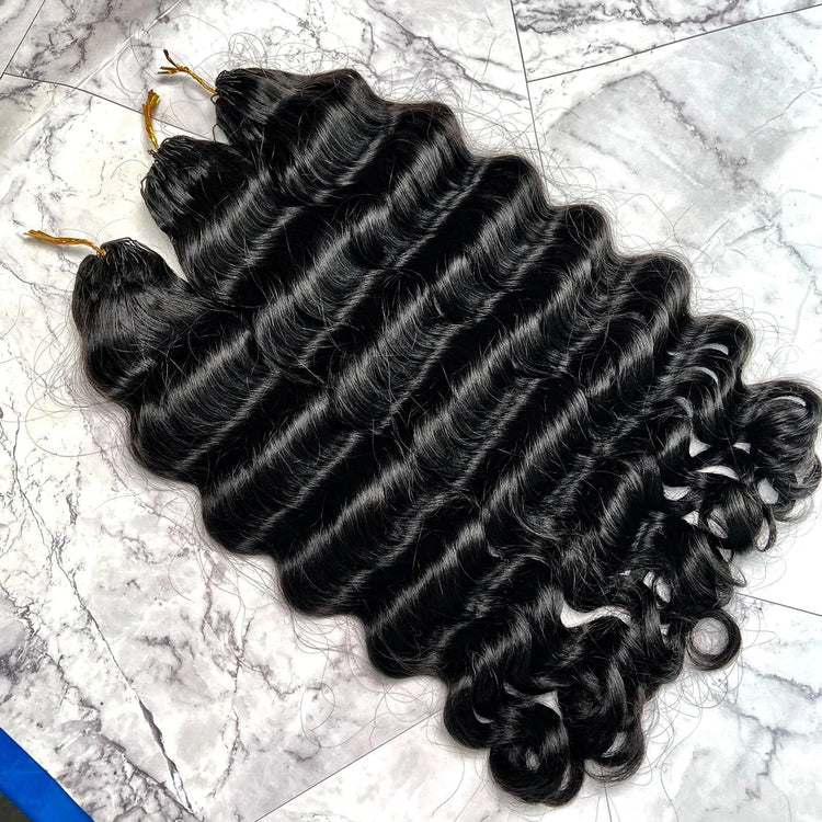 XBL Hair Natural Black #1B Human Hair Crochet Hair 2 or 3 Bundles Extension Hairstyles Easy Installation for Summer