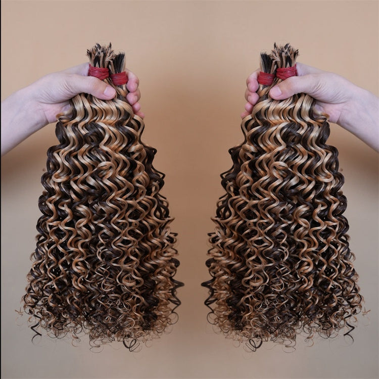 XBL Hair XBLhair Pre-divided Braiding Hair 3 Bundles 4/27 Colored Deep Wave Boho Braid Bulk Hair for Braiding