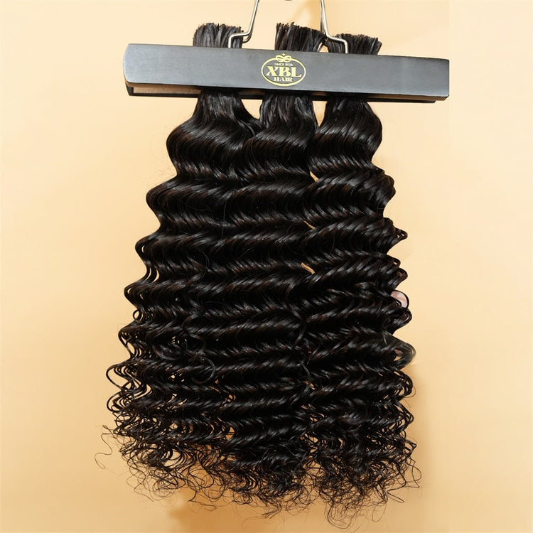 XBL Hair XBLhair Pre-divided Braiding Hair 3 Bundles Deep Wave Braiding Hair Bulk Human Hair