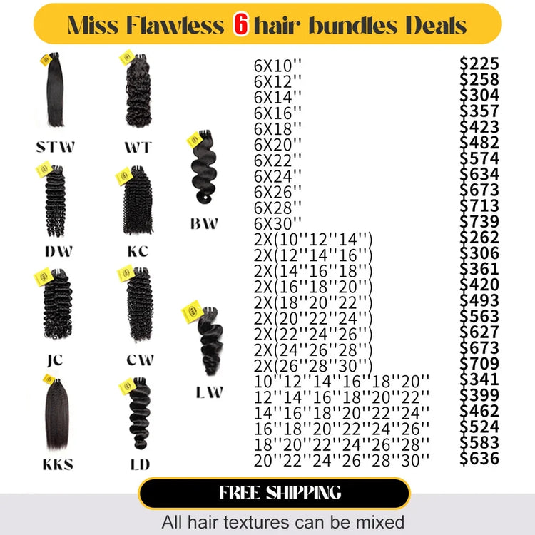 XBL Hair Wholesale Price List Miss Flawless Hair 6 Bundles Wholesale Deals for Hairstylist or Salon