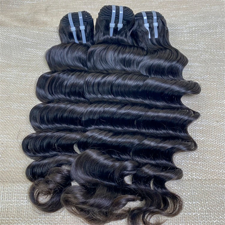Raw Hair Loose Deep Hair 3Pcs Human Hair Extensions From One Donor