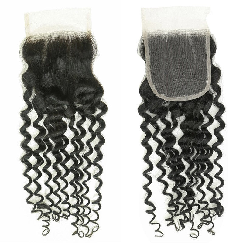 XBL Hair 4x4 Transparent Lace Cloure Deep Wave Natural Black