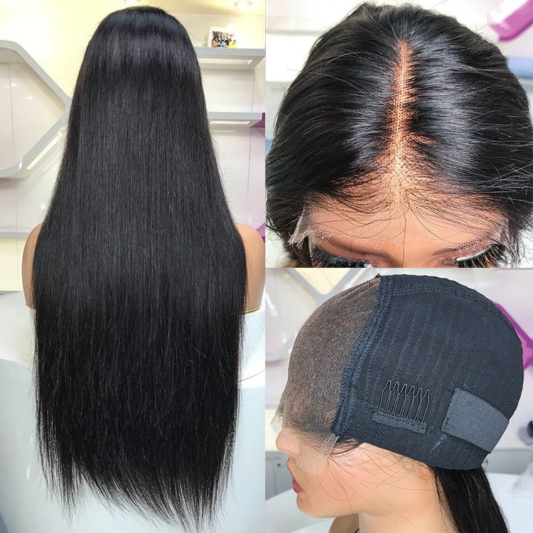 XBL Hair Glueless 5x5 HD Closure Wig Straight with Bleached Knots
