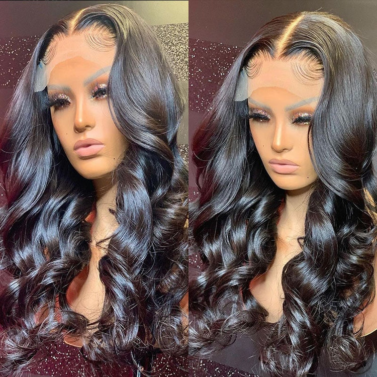 XBL Hair Natural Black Heavy Density Loose Wave 4x4/5x5/6x6 Bleached Knots HD Lace Closure Wig Human Hair Wig