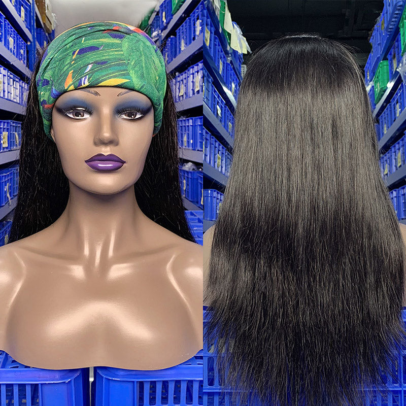 XBL Hair 250% Density Glueless Straight Hair Headband Wig Human Hair Wig For Black Women