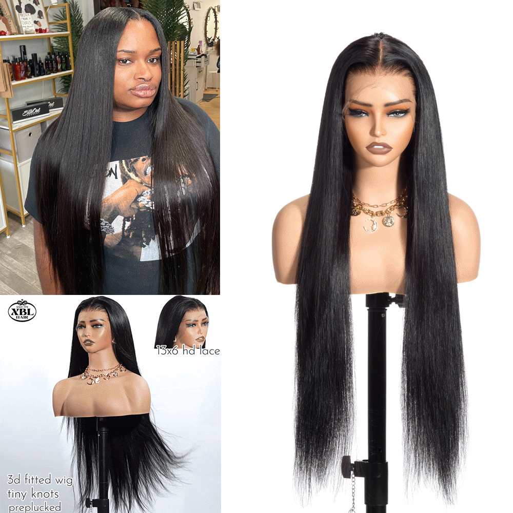 LA Warehouse Shipping XBL Hair 3D Fitted Wig Straight Wave 13x6 HD Lace Frontal Small Cap Fit Your Forehead Snugly Wig with Baby Hair