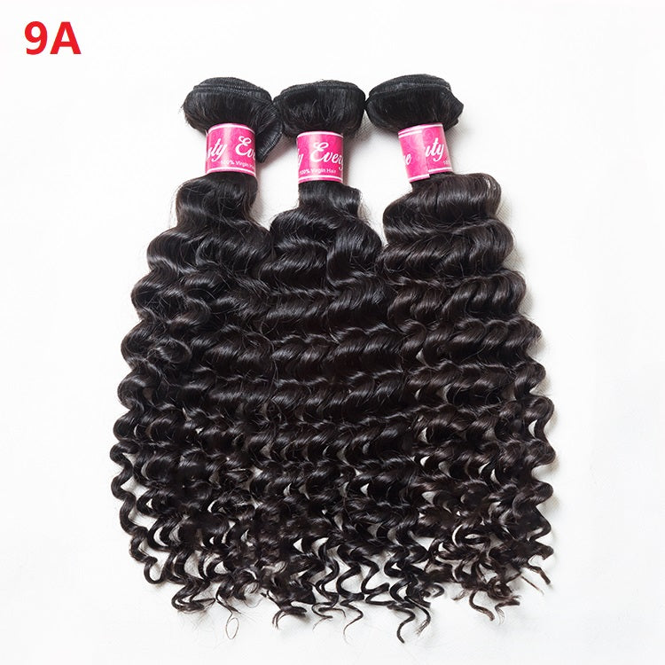 XBL Hair 9A/10A12A Deep Wave Thick 3 Human Hair Bundles With with 6x6 HD Closure