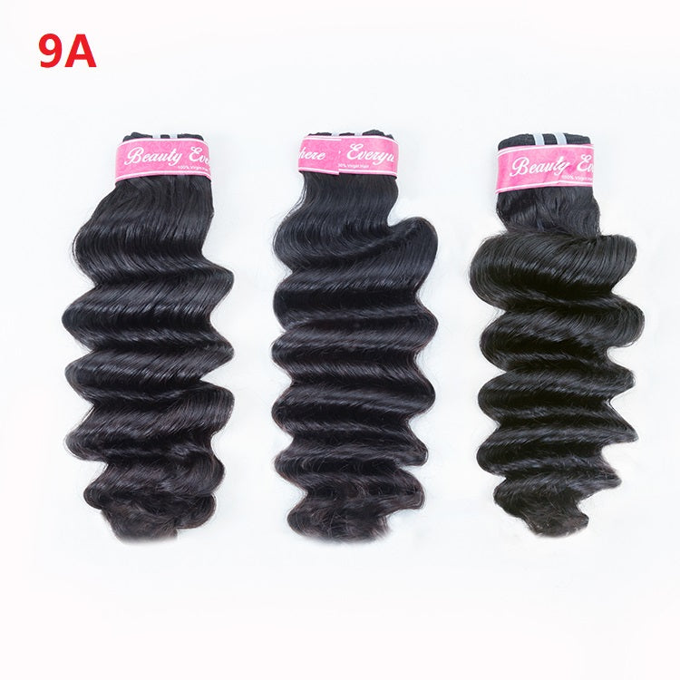XBL Hair 9A/10A/12A Loose Deep Human Hair 3 Bundles with 13x4 Lace Frontal
