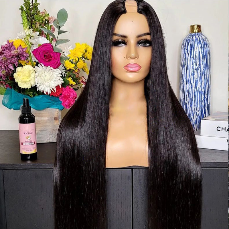 XBL Hair 250% Density Glueless U Part Wig Silk Straight Wig 100% Human Hair Wigs For Women