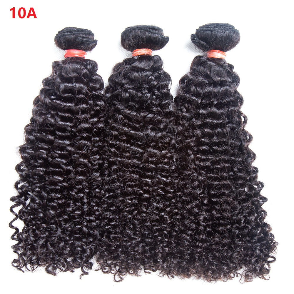 XBL Hair 9A/10A12A Curly Bundles with 5x5 Closure Virgin Human Hair 3 Bundles with Closure