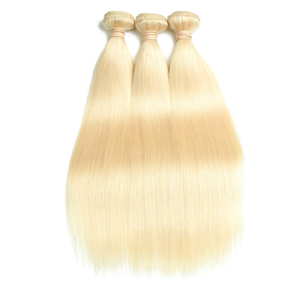 XBL Hair #613 Blonde Straight Human Hair 3 Bundles with 13x4 Frontal