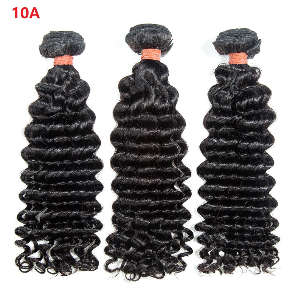 XBL Hair 9A/10A12A Deep Wave Thick 3 Human Hair Bundles With with 6x6 HD Closure