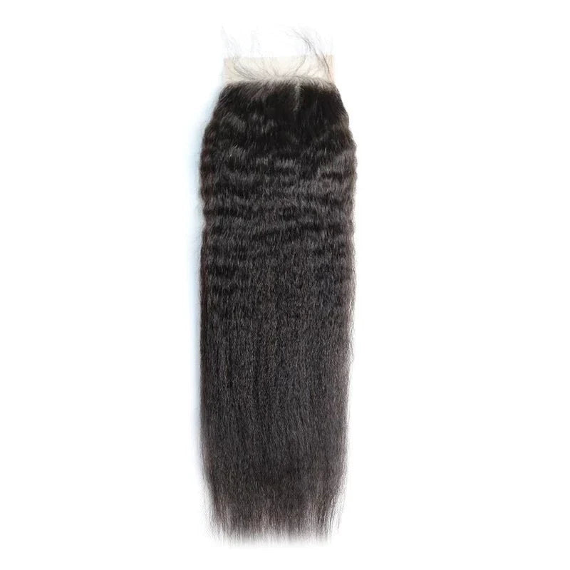 Mèches de cheveux humains crépus et lisses XBL Hair 9A/10A/12A avec fermeture 5x5 