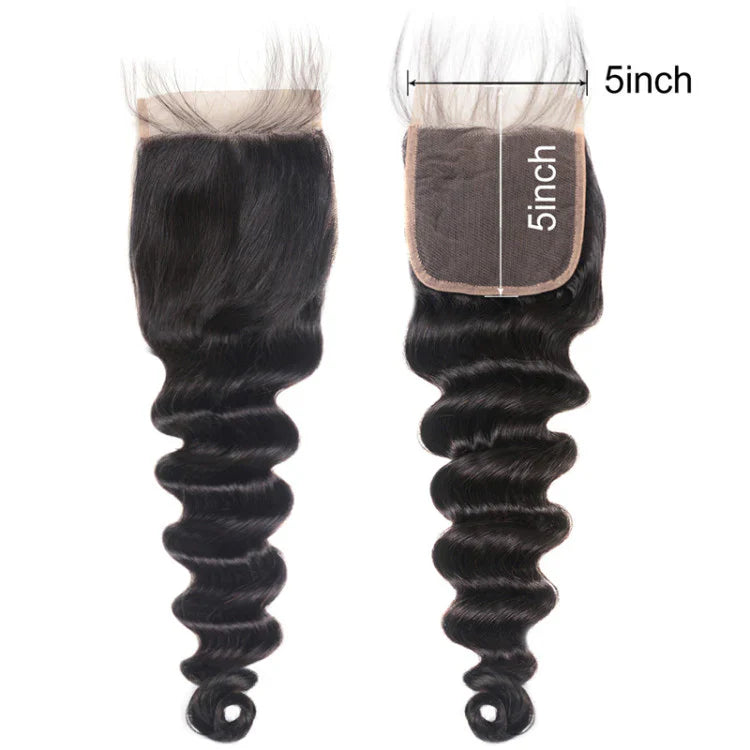 XBL Hair 9A/10A12A 5x5 Lace Closure with 3 Bundles Loose Deep Virgin Human Hair Bundles