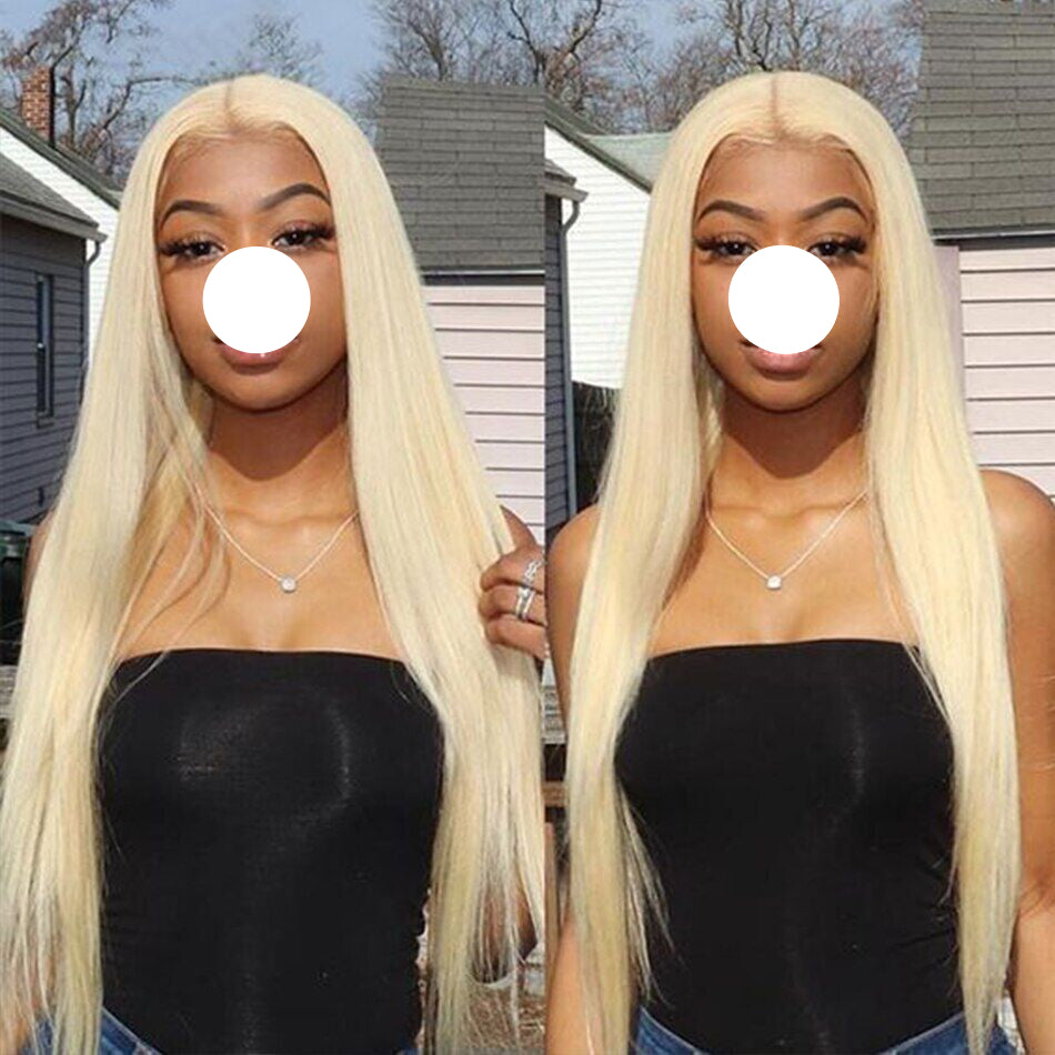XBL Hair #613 Blonde Straight Human Hair 3 Bundles with 13x4 Frontal