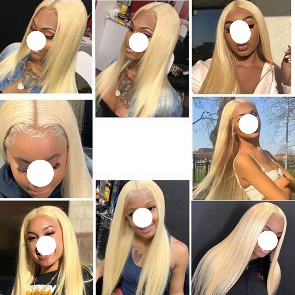 XBL Hair #613 Blonde Straight Human Hair 3 Bundles with 13x4 Frontal