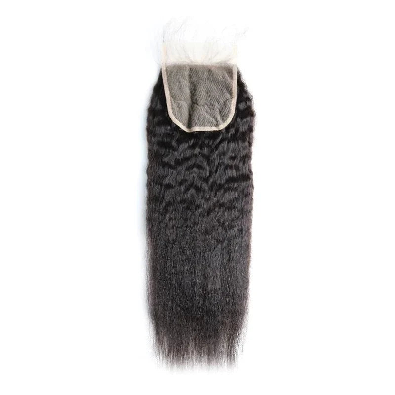 Mèches de cheveux humains crépus et lisses XBL Hair 9A/10A/12A avec fermeture 5x5 