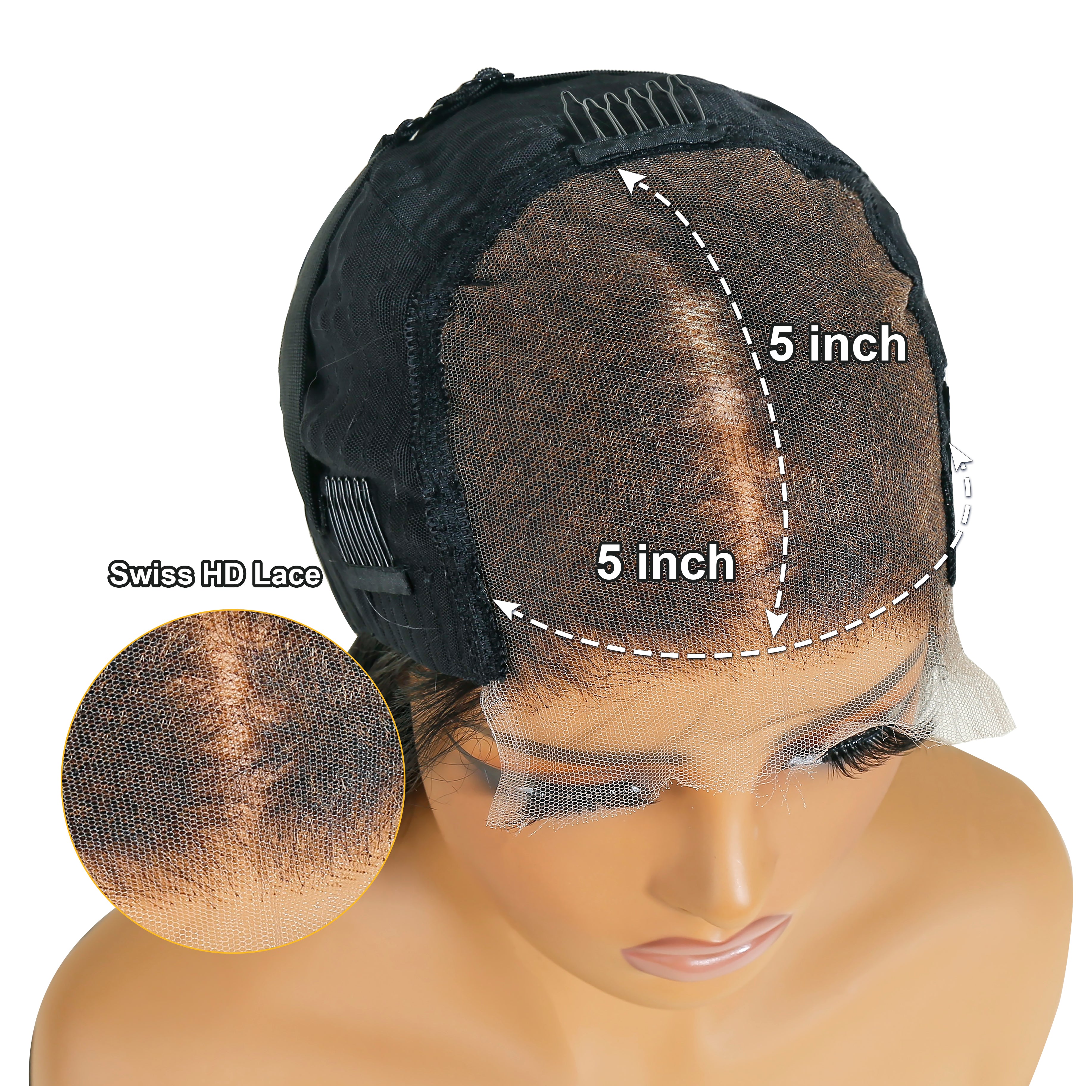 4x4 /5x5 /6x6 HD Lace Closure Wig Pineapple Wave Human Hair Wig Single Knot