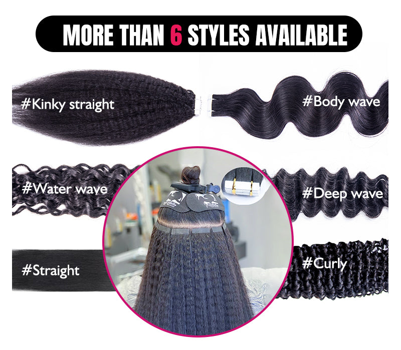 XBL Hair Unprocessed Raw Virgin Tape ins Indian Water Wave Tape In Hair Extensions 100% Human Hair
