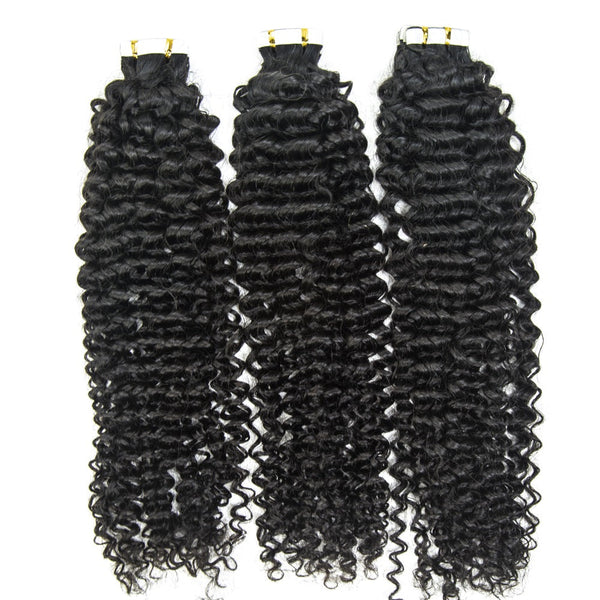XBL Hair Curly Tape In 100% Virgin Human Hair Tape Ins Hair Extensions