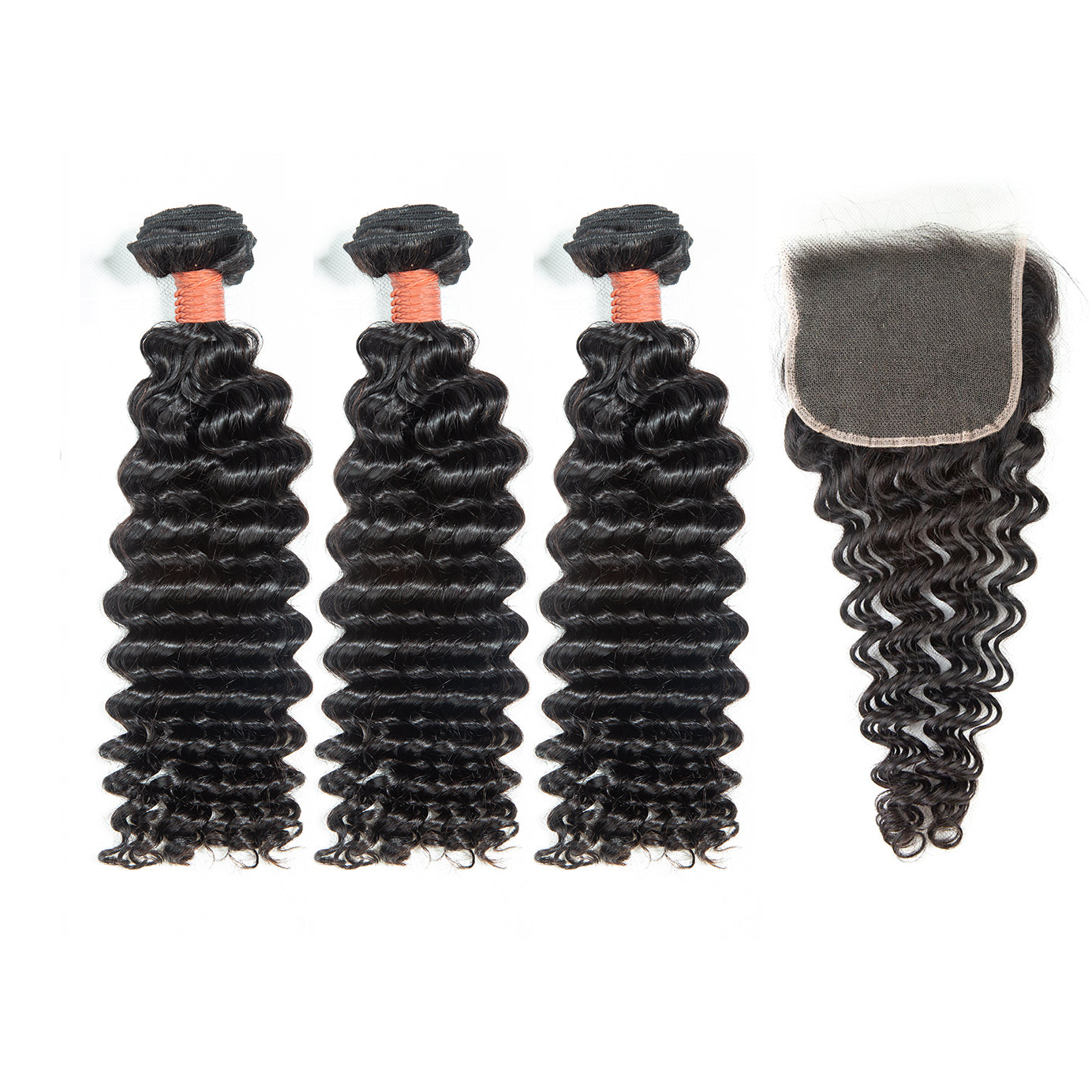 XBL Hair 9A/10A12A Soft And Full Deep Wave Hair 3 Bundles with 5x5 Lace Closure