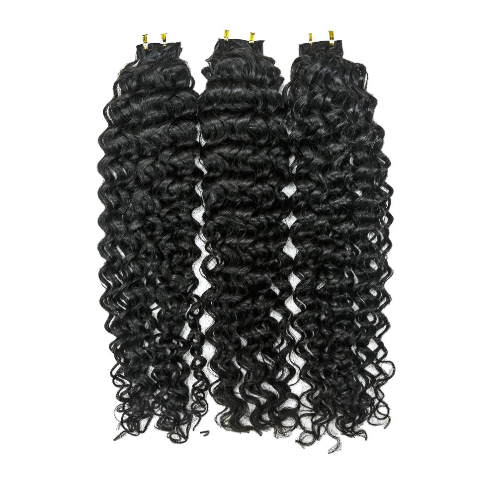 XBL Hair Invisible Tape In Virgin Jerry Curl Tape Ins Hair Extensions 100% Human Hair