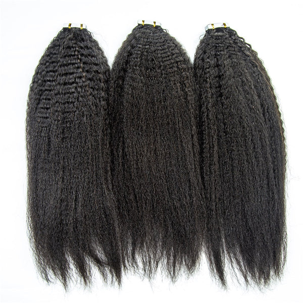 XBL Hair Cuticle Aligned Unprocessed Virgin hair Kinky Straight Tape Hair Extension Tape Ins