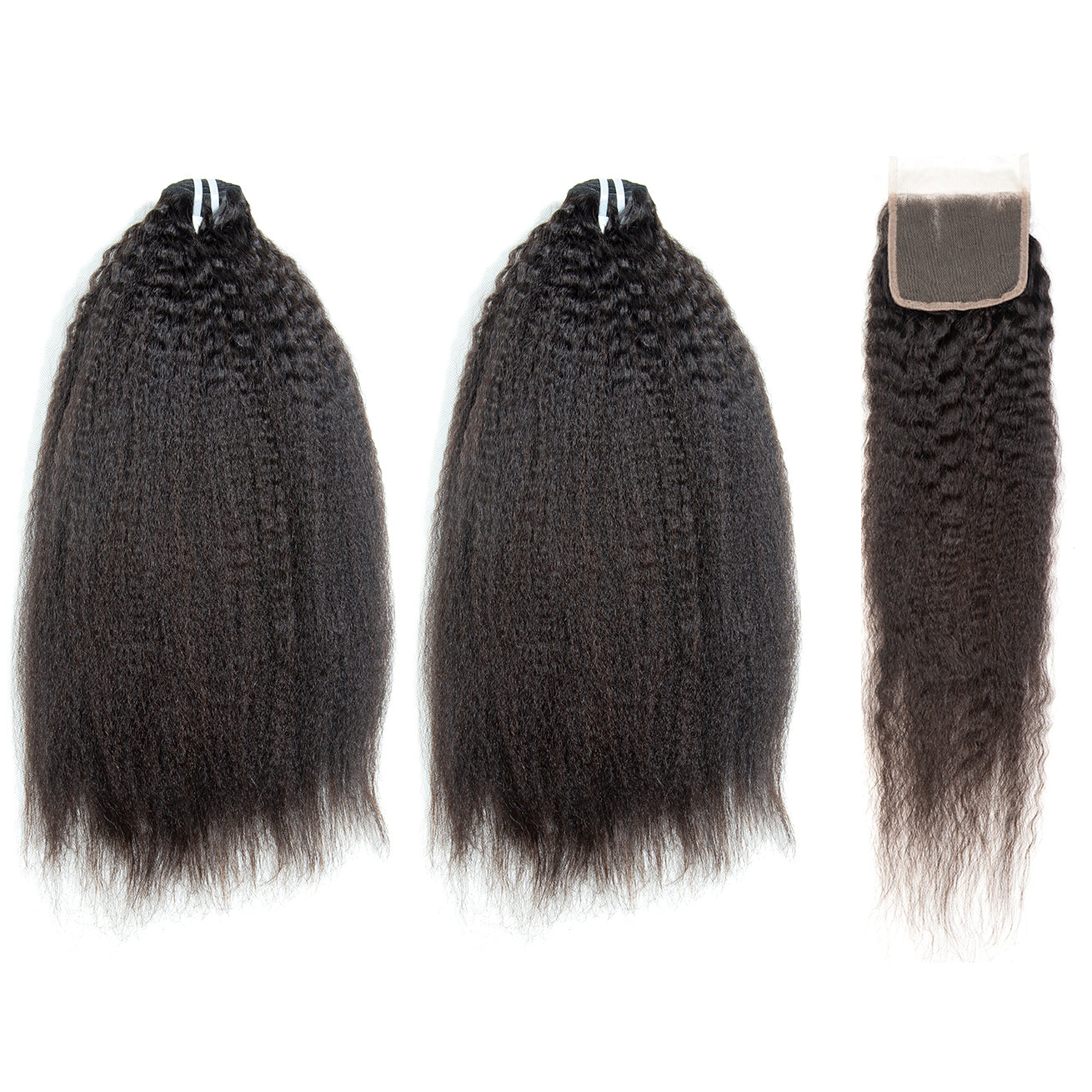 Mèches de cheveux humains crépus et lisses XBL Hair 9A/10A/12A avec fermeture 5x5 