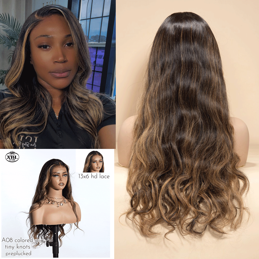 LA Warehouse Shipping Professional Stylist Wig Renny A08 Colored Glueless Ready to Go Wig 5x5/13x4 HD Wig With Small Knots and Preplucked Hairline and Bleached Knots