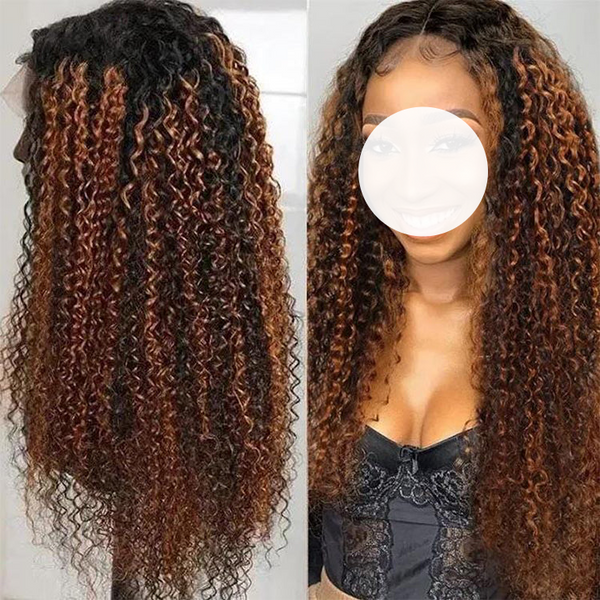 Curly Hair Highlight 1b/30 Lace Frontal Wigs