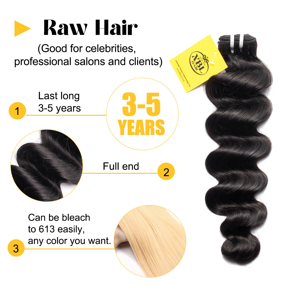 XBLhair Flawless Raw Hair Loose Deep Hair 3Pcs Human Hair Extensions From One Donor