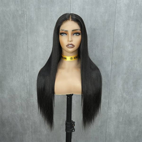 Peluca de cabello humano 100 % liso Miss Flawless Tiny Knots 5x5 HD con encaje, de un solo donante.