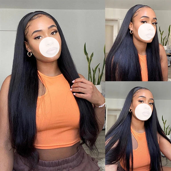 XBL Hair 250% Density Glueless Straight Hair Headband Wig Human Hair Wig For Black Women
