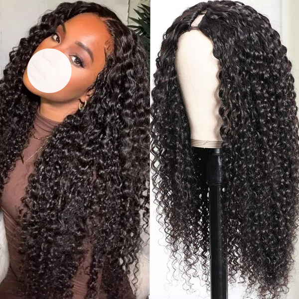 XBL Hair 250% Density U Part Curly Wig Glueless Curly Human Hair Wig Very Full