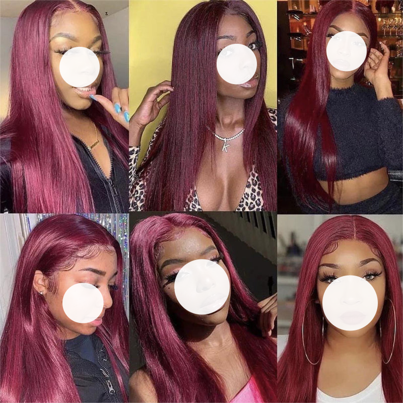 XBL Hair 99J Wig Human Hair Wig 13x4 Lace Front Wig Straight Lace Frontal Wig