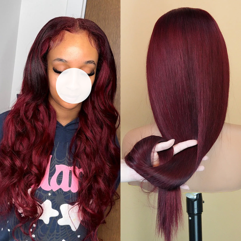 XBL Hair 99J Wig Human Hair Wig 13x4 Lace Front Wig Straight Lace Frontal Wig
