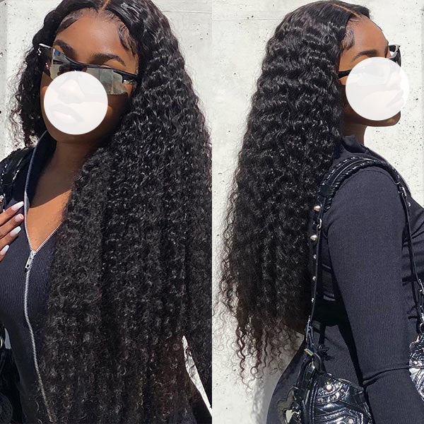 XBL Hair 9A/10A/12A Deep Wave Human Hair 3 Bundles with 13x4 Lace Frontal