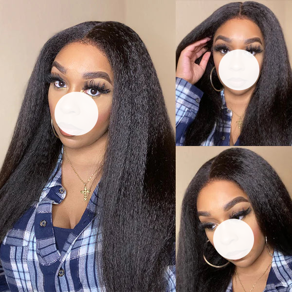 XBL Hair 9A/10A/12A Kinky Straight Human Hair 3 Bundles with 13x4 Lace Frontal