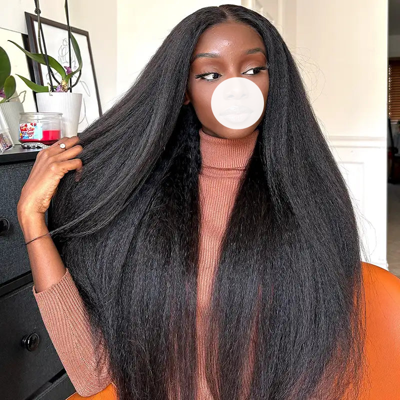 XBL Hair Kinky Straight Human Hair 3 Bundles with 4x4 Lace Closure