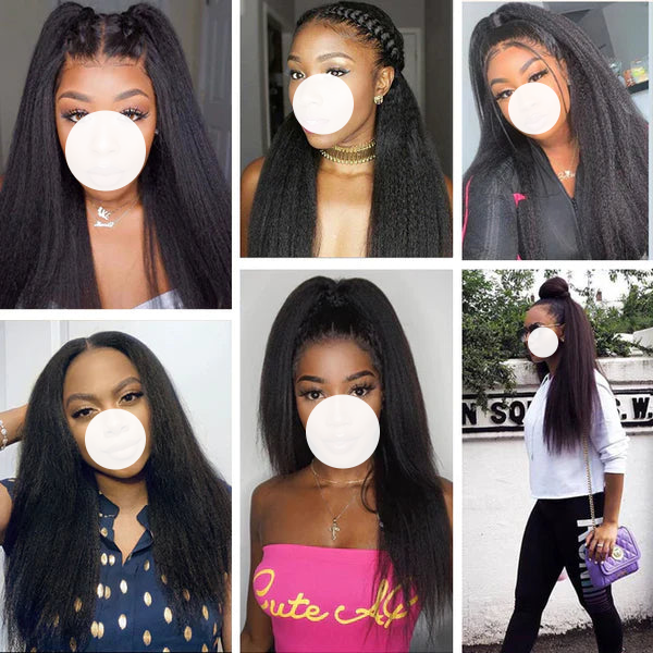 XBL Hair Kinky Straight Human Hair 3 Bundles with 4x4 Lace Closure